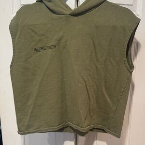 Pangaia Olive Green Sleeveless Hoodie